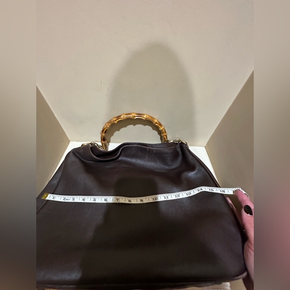 Vintage Gucci Leather Bamboo Top Handle Xl Crossbody Bag - Picture 3 of 16